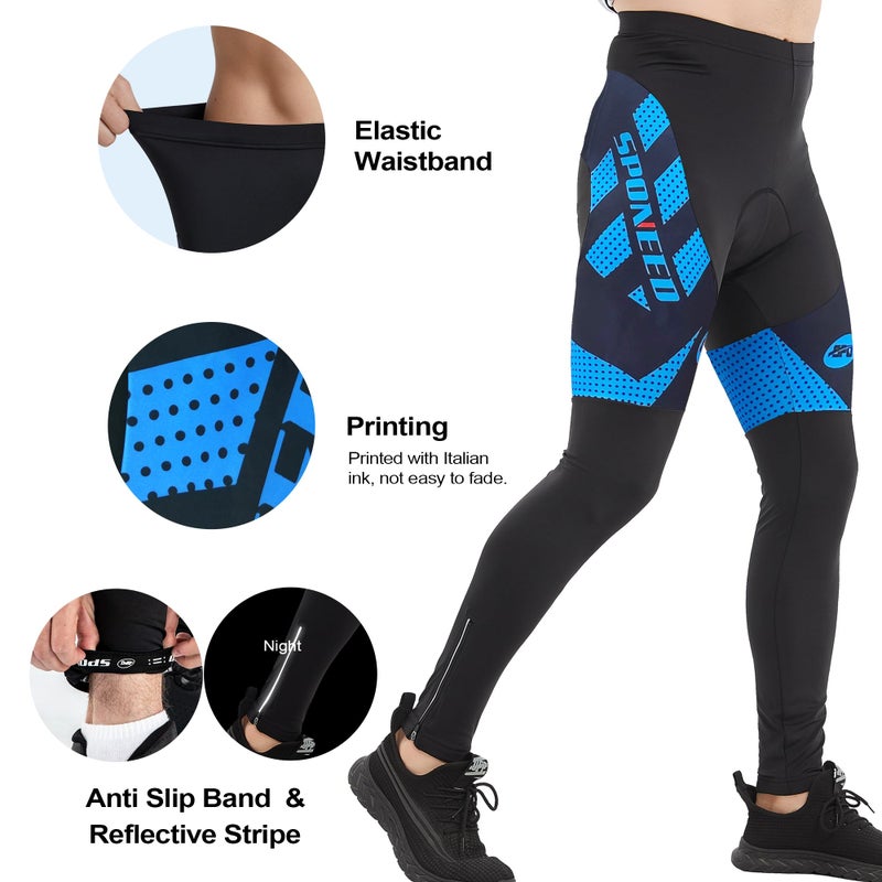 sponeed Bicycle Clothing Men Gym Bike Pants Spring Bicycling Tights Long Sleeve Riding Underpants US L Blue - Image 2